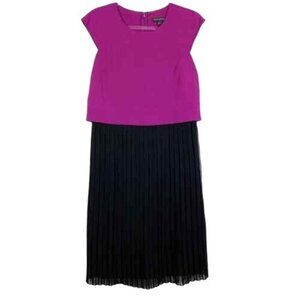 Banana Republic Dress Size 6 Purple and Black Pleated Skirt Colorblock Business